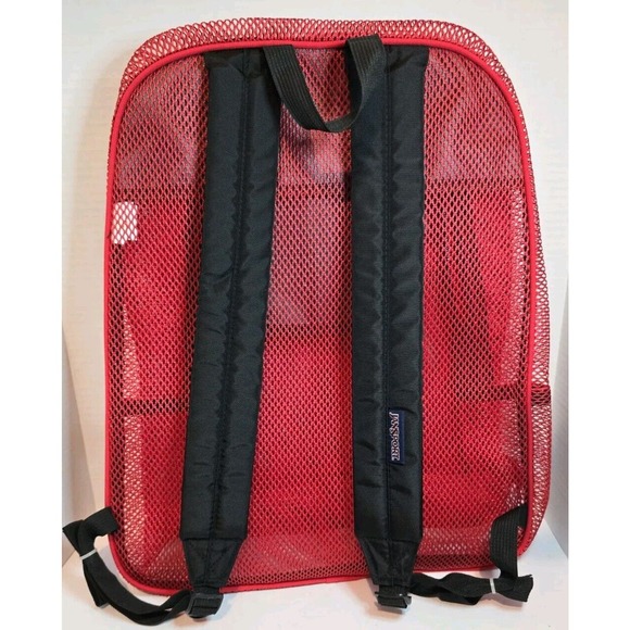 New JanSport Red Mesh Pack - See-Through Backpack Stadium School Security Disney - Picture 2 of 6